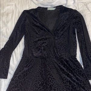 Black velvet cheetah print romper